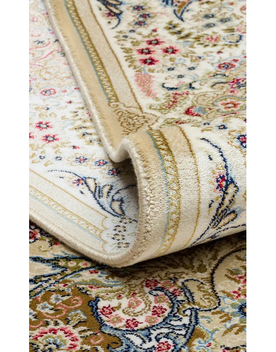 Isfahan 06 Cream Klasik Desenli Yüksek Kalite Sık Dokuma Makine Halısı