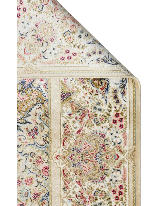 Isfahan 06 Cream Klasik Desenli Yüksek Kalite Sık Dokuma Makine Halısı