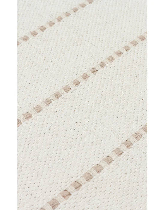 Riva Rv 03 Cream Beige Makinede Yıkanabilir Kaymaz Tabanlı Pamuk Kilim