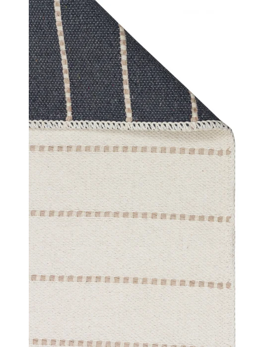 Riva Rv 03 Cream Beige Makinede Yıkanabilir Kaymaz Tabanlı Pamuk Kilim