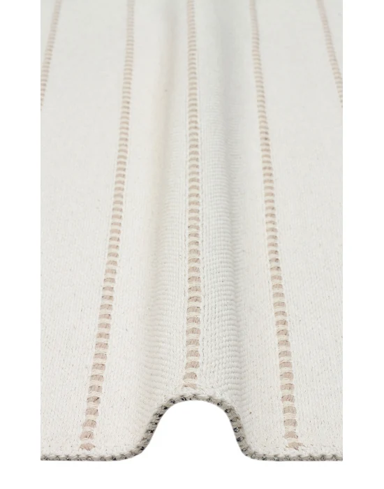 Riva Rv 03 Cream Beige Makinede Yıkanabilir Kaymaz Tabanlı Pamuk Kilim