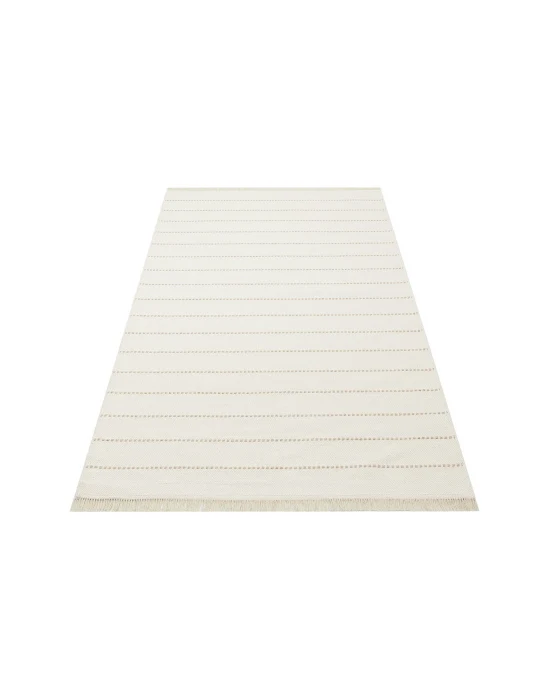 Riva Rv 03 Cream Beige Makinede Yıkanabilir Kaymaz Tabanlı Pamuk Kilim