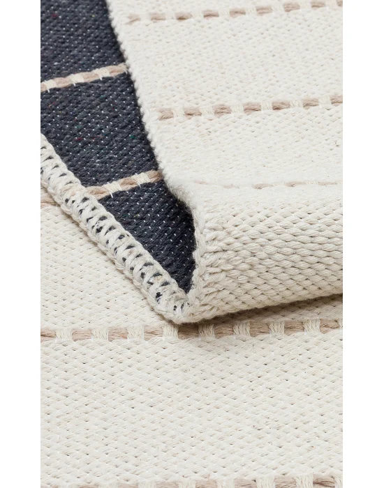Riva Rv 03 Cream Beige Makinede Yıkanabilir Kaymaz Tabanlı Pamuk Kilim
