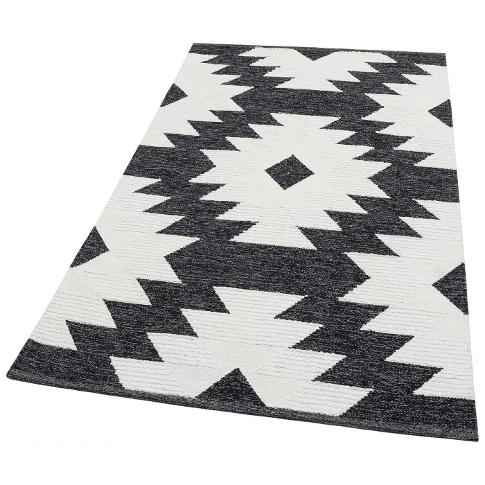 AFRO KILIM 0004 Naturel Yıkanabilir Modern Desenli El Dokuma Hint Kilim