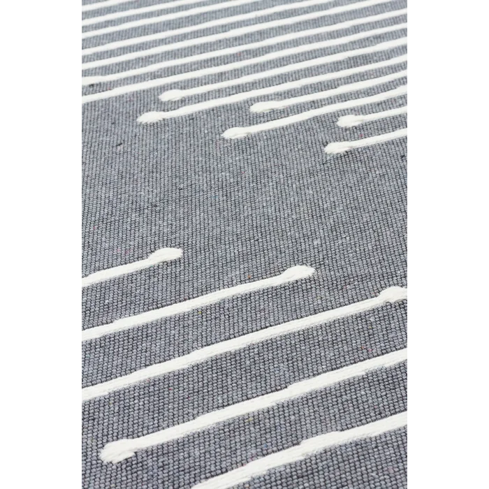 Arya Ar 15 Grey %100 Geri Dönüşümlü Pamuktan Çift Taraflı Yıkanabilir Modern Dekoratif Kilim