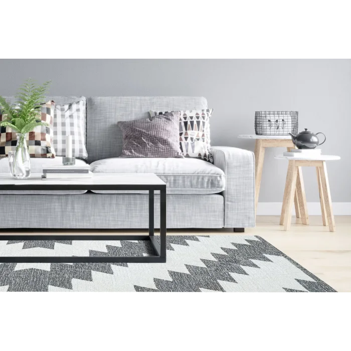 AFRO KILIM 0015 Naturel Yıkanabilir Modern Desenli El Dokuma Hint Kilim