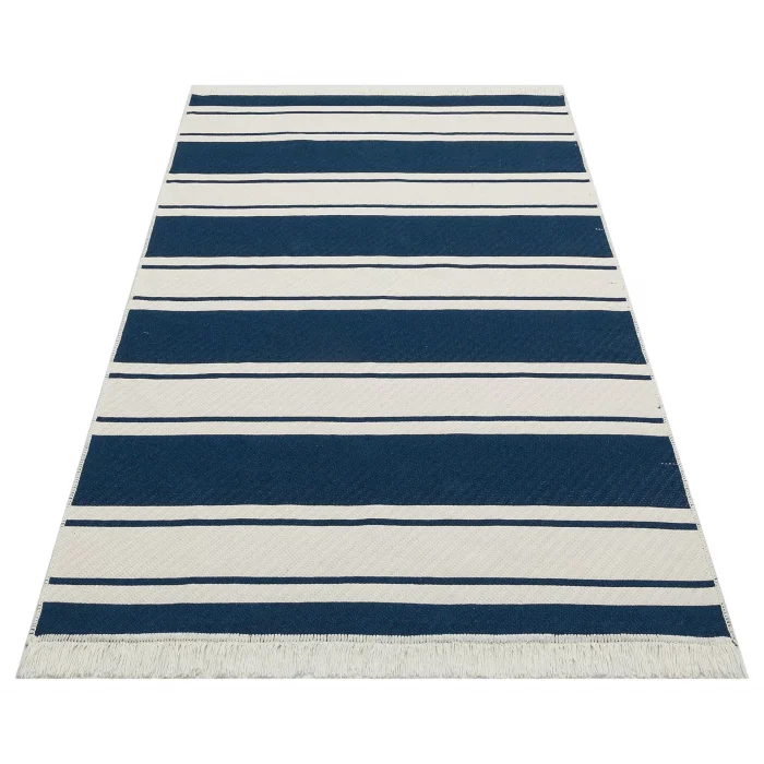 Arya Ar 12 Marine %100 Geri Dönüşümlü Pamuktan Çift Taraflı Yıkanabilir Modern Dekoratif Kilim