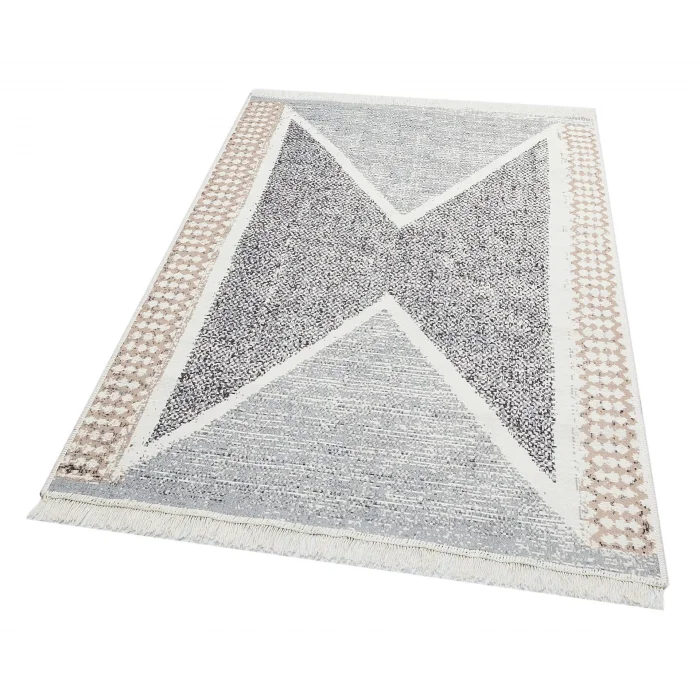 Arya Ar 02 Grey %100 Geri Dönüşümlü Pamuktan Çift Taraflı Yıkanabilir Modern Dekoratif Kilim