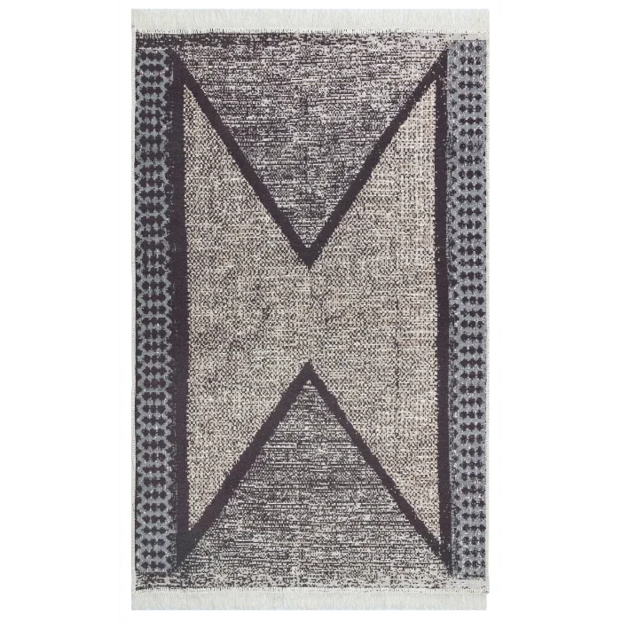 Arya Ar 02 Grey %100 Geri Dönüşümlü Pamuktan Çift Taraflı Yıkanabilir Modern Dekoratif Kilim