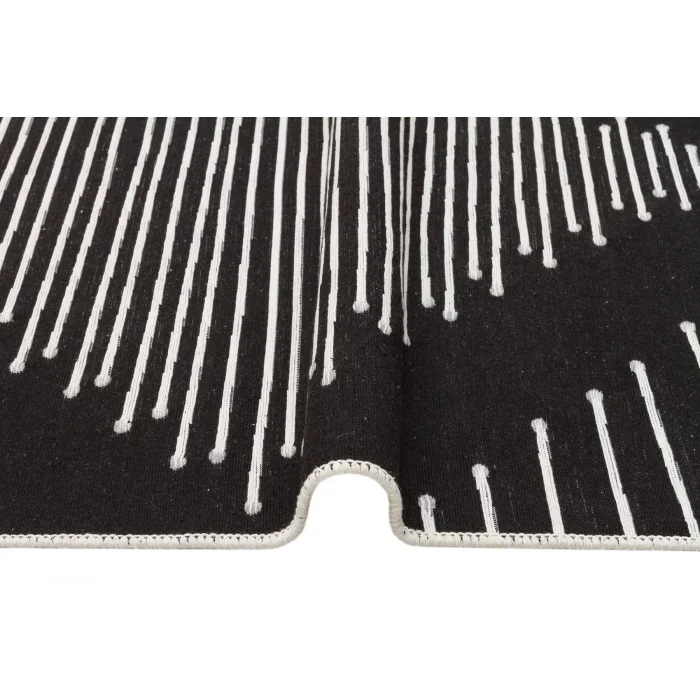 Arya Ar 15 Black %100 Geri Dönüşümlü Pamuktan Çift Taraflı Yıkanabilir Modern Dekoratif Kilim