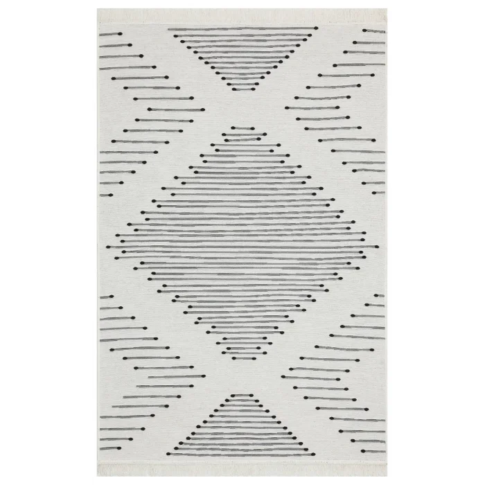 Arya Ar 15 Black %100 Geri Dönüşümlü Pamuktan Çift Taraflı Yıkanabilir Modern Dekoratif Kilim