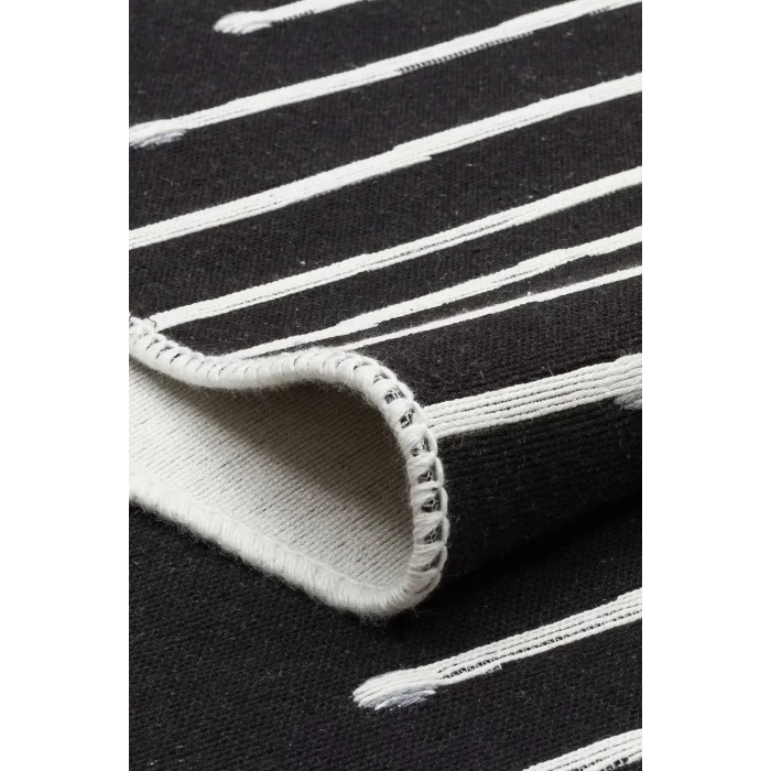 Arya Ar 15 Black %100 Geri Dönüşümlü Pamuktan Çift Taraflı Yıkanabilir Modern Dekoratif Kilim