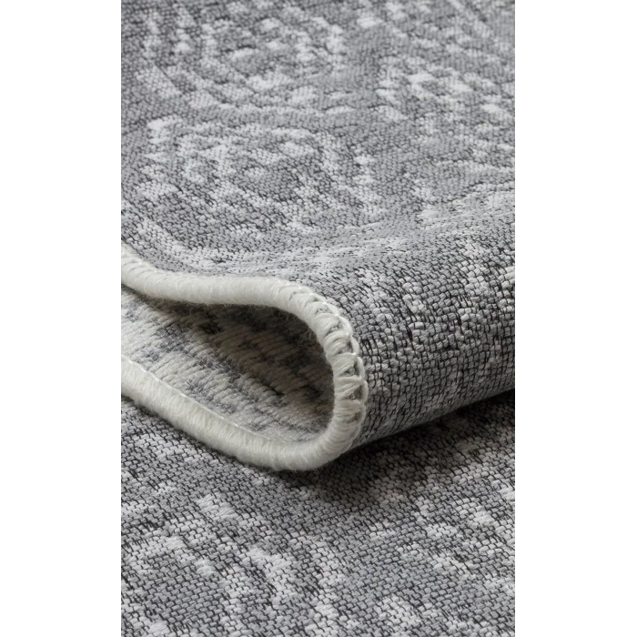 Arya Ar 01 Grey %100 Geri Dönüşümlü Pamuktan Çift Taraflı Yıkanabilir Modern Dekoratif Kilim