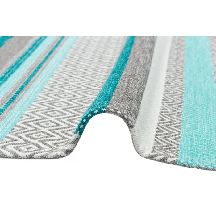 Aztec Az 01 Aqua Antibakteriyel Hav Toz Vermez Yıkanabilir Kaymaz Modern İnce Dokuma Kilim