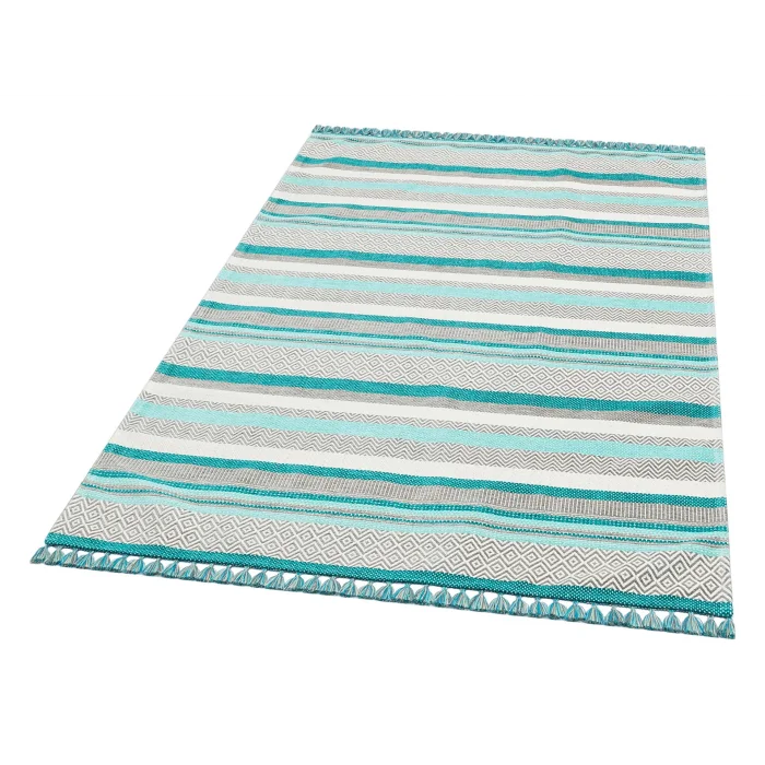 Aztec Az 01 Aqua Antibakteriyel Hav Toz Vermez Yıkanabilir Kaymaz Modern İnce Dokuma Kilim