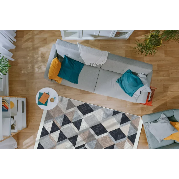 Arya Ar 10 Beige Black %100 Geri Dönüşümlü Pamuktan Çift Taraflı Yıkanabilir Modern Dekoratif Kilim