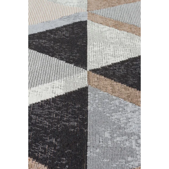 Arya Ar 10 Beige Black %100 Geri Dönüşümlü Pamuktan Çift Taraflı Yıkanabilir Modern Dekoratif Kilim
