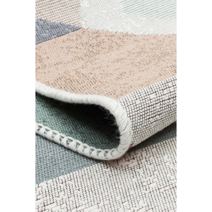 Arya Ar 10 Blue Pink %100 Geri Dönüşümlü Pamuktan Çift Taraflı Yıkanabilir Modern Dekoratif Kilim