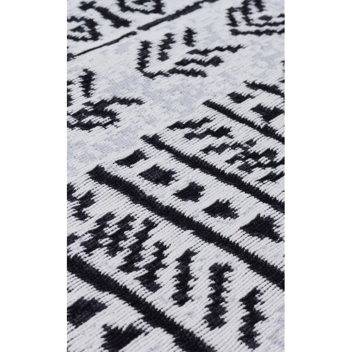 Arya Ar 03 Black %100 Geri Dönüşümlü Pamuktan Çift Taraflı Yıkanabilir Modern Dekoratif Kilim