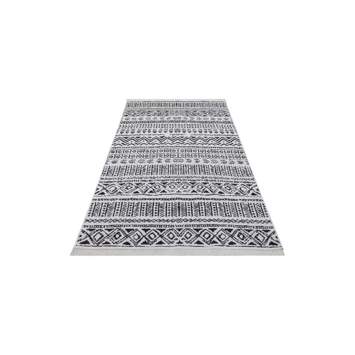 Arya Ar 03 Black %100 Geri Dönüşümlü Pamuktan Çift Taraflı Yıkanabilir Modern Dekoratif Kilim