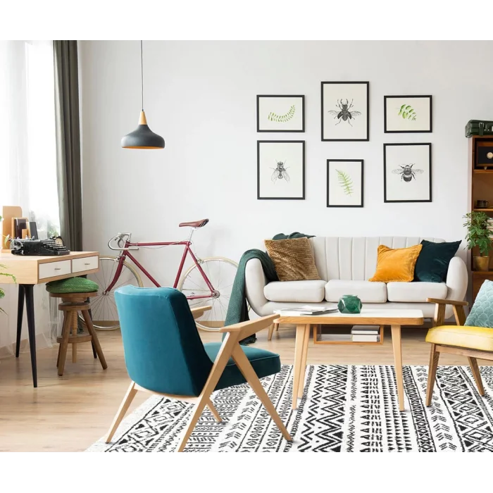 Arya Ar 03 Black %100 Geri Dönüşümlü Pamuktan Çift Taraflı Yıkanabilir Modern Dekoratif Kilim