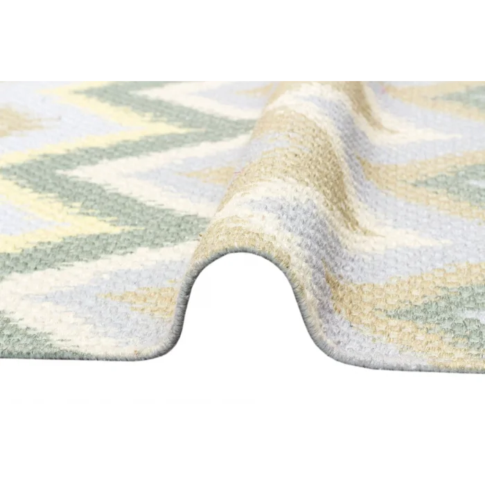 BODRUM KILIM 0144 Renkli Çift Taraflı Yıkanabilir Saçaklı Baskı Kilim