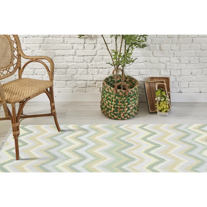 BODRUM KILIM 0144 Renkli Çift Taraflı Yıkanabilir Saçaklı Baskı Kilim