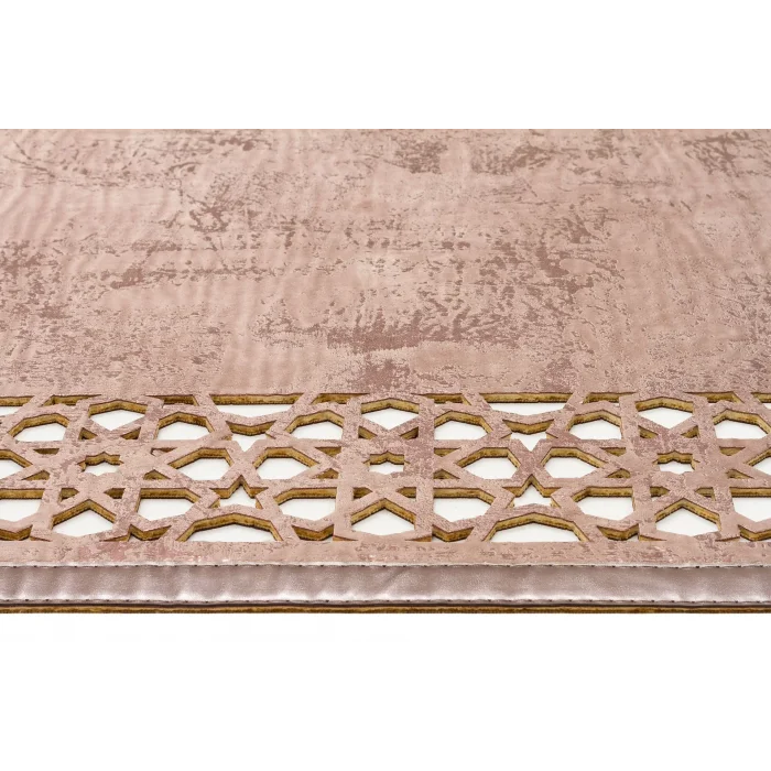 BIANCA DERI 0004 Klasik Ve Modern İşleme ve Oymaya Sahip Parlak Bordürlü Suni Deri Halı