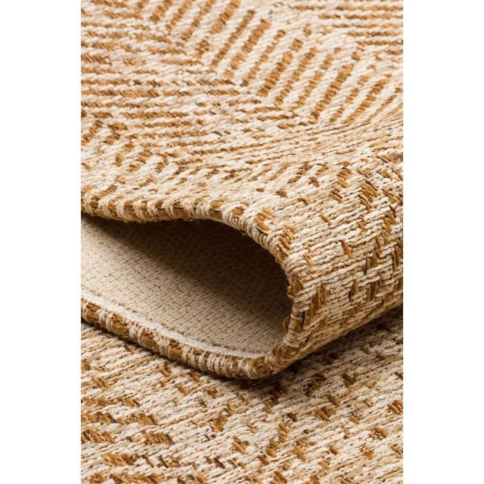 Brooklyn 04 Natural Beıge Hasır Görünümlü Kaymaz Renkli Dokuma Modern Kilim