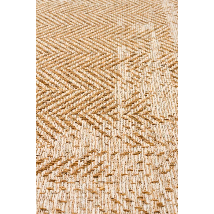 Brooklyn 04 Natural Beıge Hasır Görünümlü Kaymaz Renkli Dokuma Modern Kilim