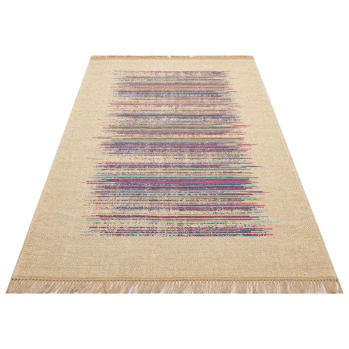 Brooklyn Brk 02 Natural Multy Hasır Görünümlü Kaymaz Renkli Dokuma Modern Kilim