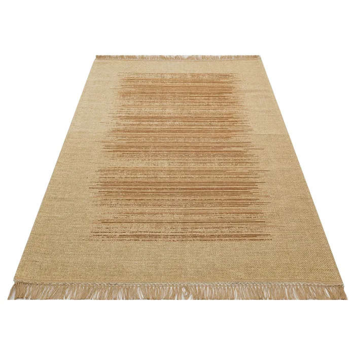 Brooklyn Brk 02 Natural Beıge Hasır Görünümlü Kaymaz Renkli Dokuma Modern Kilim