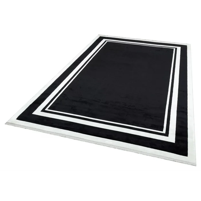 BAROQUE HALI 0254 Art Deco Bordürlü Çerçeveli Yumuşak Dokulu Parlak Dokuma Halı