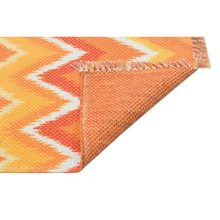 BODRUM KILIM 0078 Renkli Çift Taraflı Yıkanabilir Saçaklı Baskı Kilim