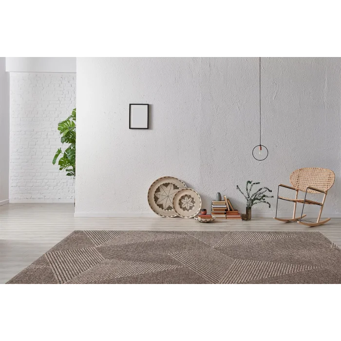 CAPELLA HALI 0024 Hav Toz Vermez Yüksek Alçak Dokuya Sahip Modern Dokuma Halı