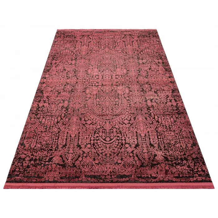 Cordoba Db 04 Antrasit Burgundy Parlak Yüksek Alçak Dokulu Modern Makine Halısı