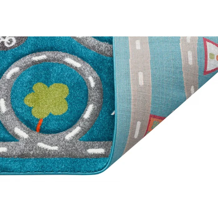 Eko Kids KDS 19 Blue Grey Trafik Temalı Hav Toz Vermez Çocuk Halısı