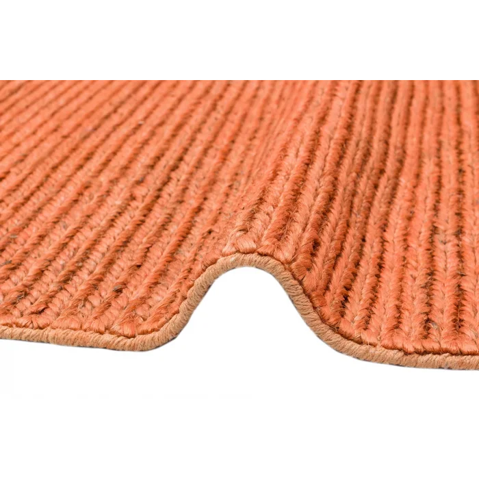 Fine Choti Rust Terra Flatweave El Dokuma Naturel Jüt Hasır Halı