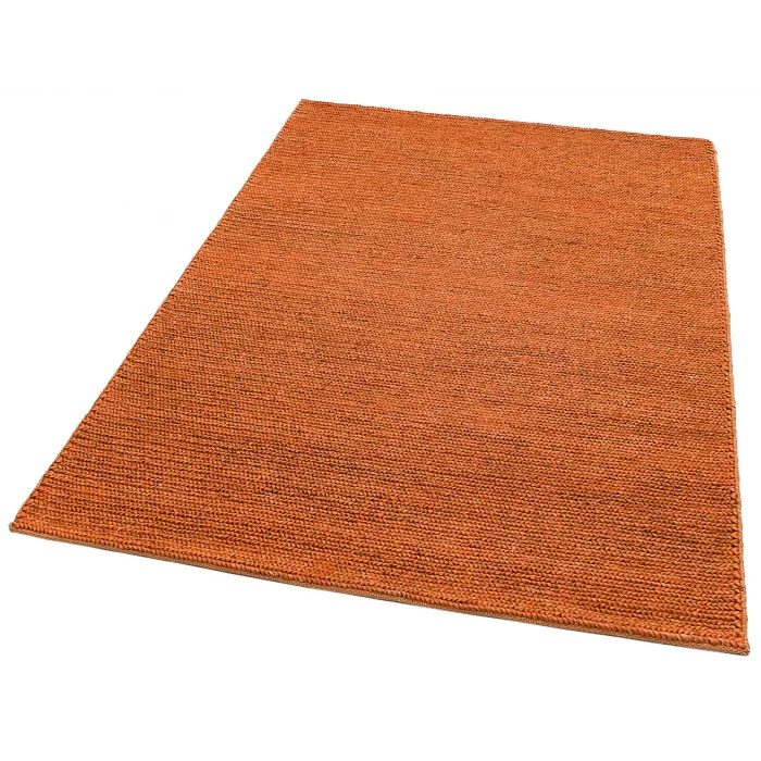 Fine Choti Rust Terra Flatweave El Dokuma Naturel Jüt Hasır Halı