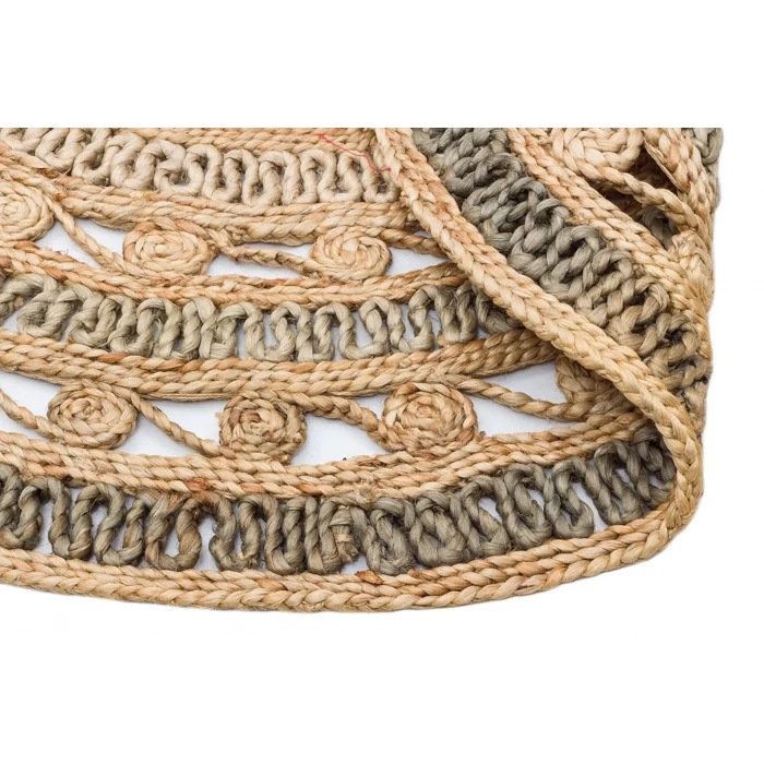 Solo Jüt 106 Natural Grey XW Yuvarlak El Dokuma Flatweave Naturel Jüt Hasır Halı