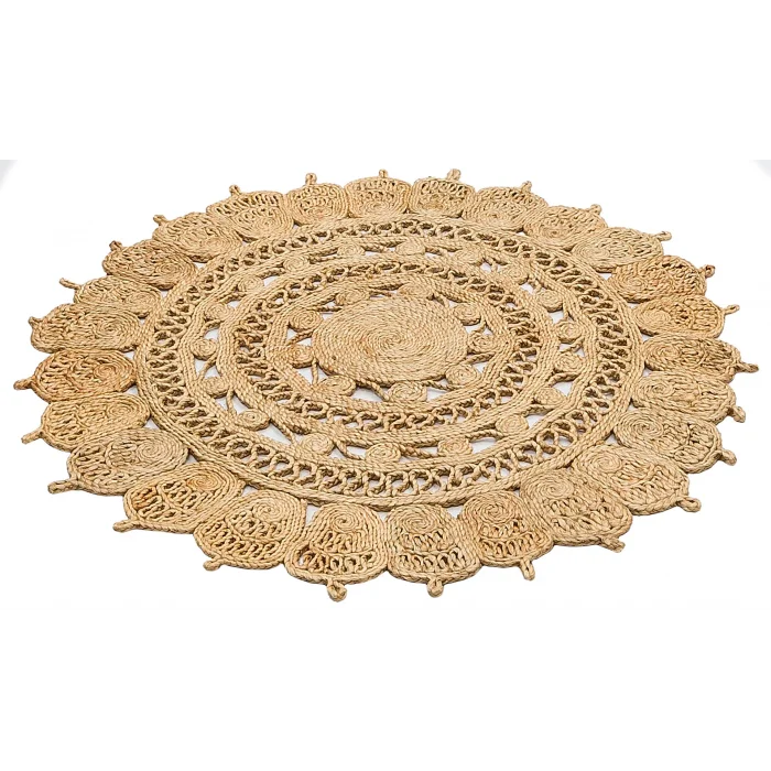 Solo Jüt 108 Natural XW Yuvarlak El Dokuma Flatweave Naturel Jüt Hasır Halı
