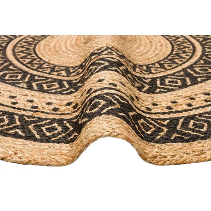 Juno Jüt Ech 08 Natural Black Flatweave El Dokuma Naturel Jüt Hasır Halı