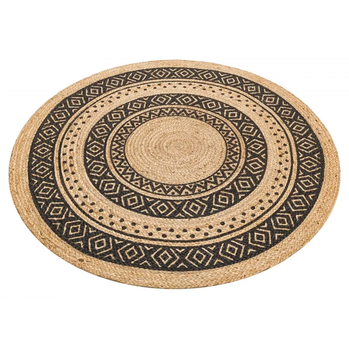 Juno Jüt Ech 08 Natural Black Flatweave El Dokuma Naturel Jüt Hasır Halı