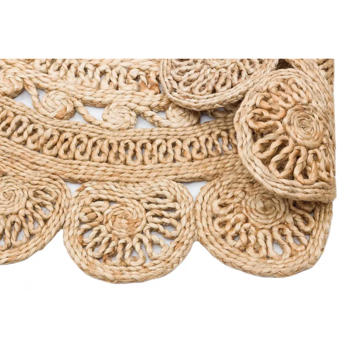 Solo Jüt 105 Dhurrie XW Yuvarlak El Dokuma Flatweave Naturel Jüt Hasır Halı