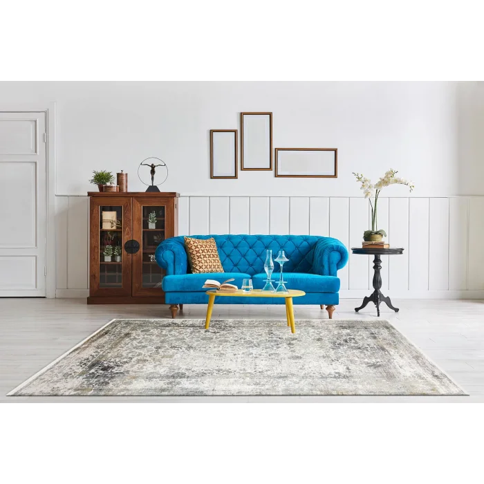 FRESCO HALI 0348 Yüksek Alçak Dokulu Özel Işıltılı Yüksek Kaliteli Sık Dokuma Modern Salon Halısı