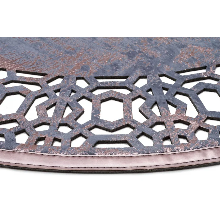 BIANCA DERI 0054 Klasik Ve Modern İşleme ve Oymaya Sahip Parlak Bordürlü Suni Deri Halı