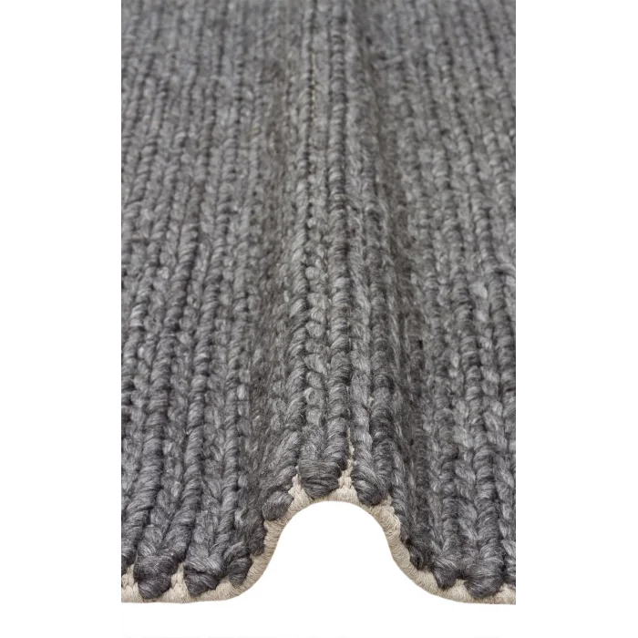 Jade Basketweava Antrasit Naturel Kazak Örgü Desenli El Dokuma Örgü Halı