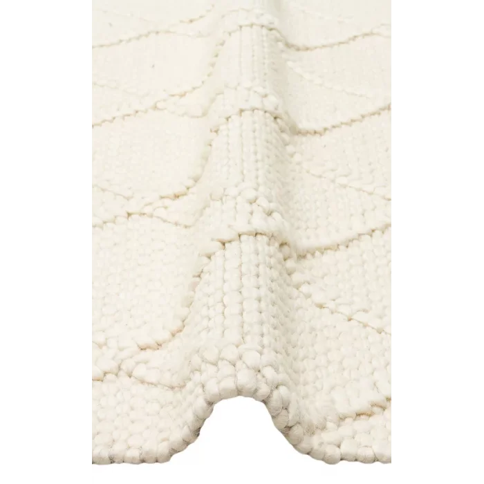 Jade Dıamond Cream Naturel Kazak Örgü Desenli El Dokuma Örgü Halı