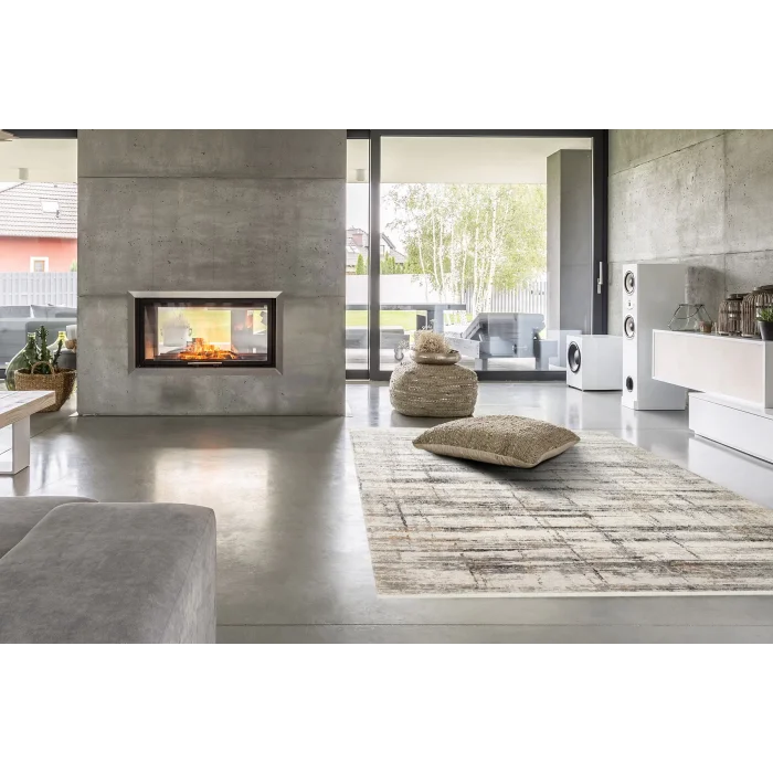 LAGOS HALI 0007 Hav Toz Vermez Eskitme Desenli Modern Makine Halısı