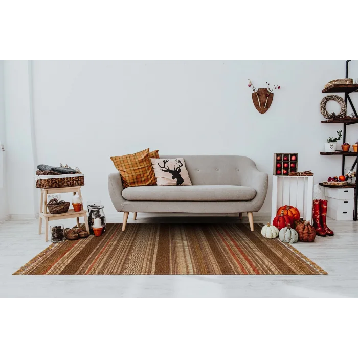 INKA KILIM 0017 Antibakteriyel Hav Toz Vermez Yıkanabilir Kaymaz Modern İnce Dokuma Kilim